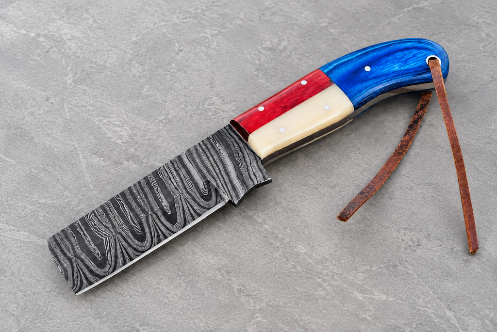 Heritage Trail 512-Layer Damascus Steel Utility Knife with Wood & Bone Handle