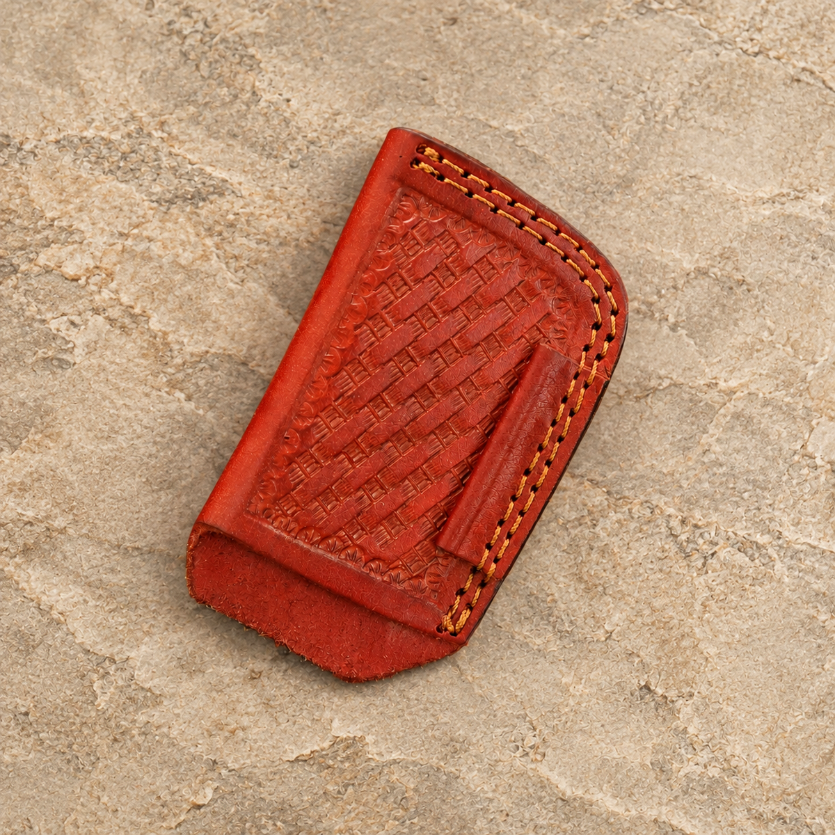 Handmade Genuine Leather Belt Pouch – Tooled Vertical Belt Holder
