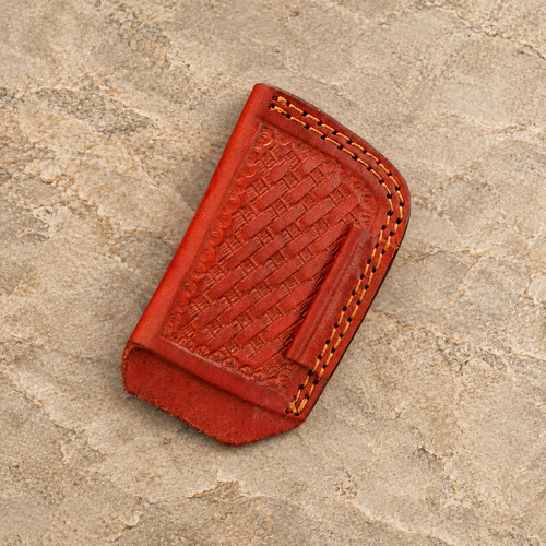 Handmade Genuine Leather Belt Pouch – Tooled Vertical Belt Holder