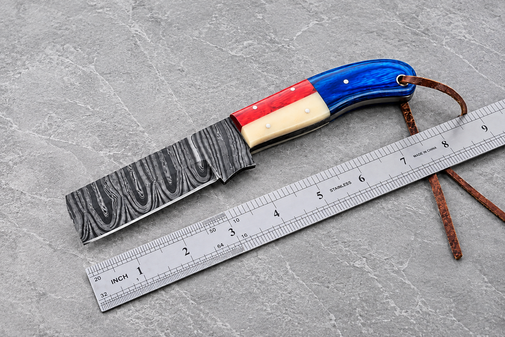 Heritage Trail 512-Layer Damascus Steel Utility Knife with Wood & Bone Handle