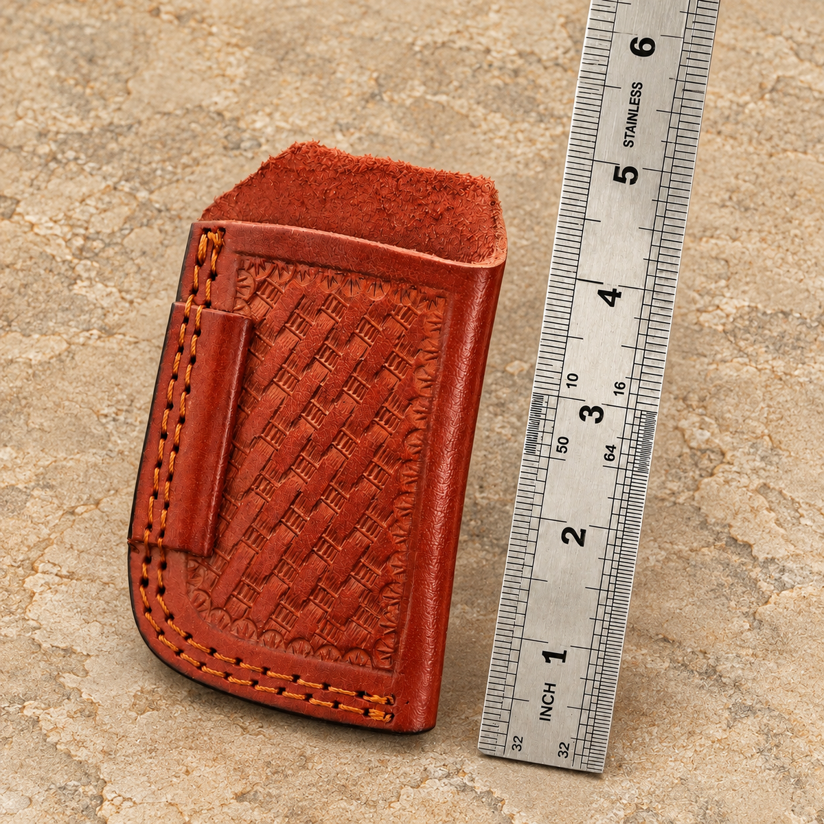 Handmade Genuine Leather Belt Pouch – Tooled Vertical Belt Holder