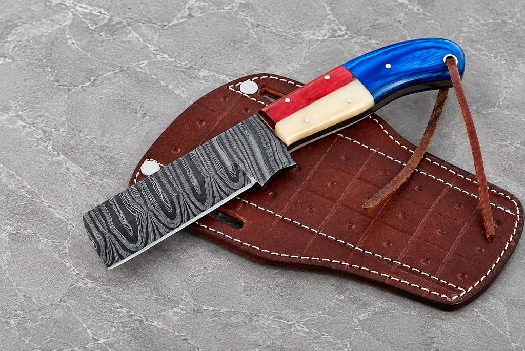 Heritage Trail 512-Layer Damascus Steel Utility Knife with Wood & Bone Handle