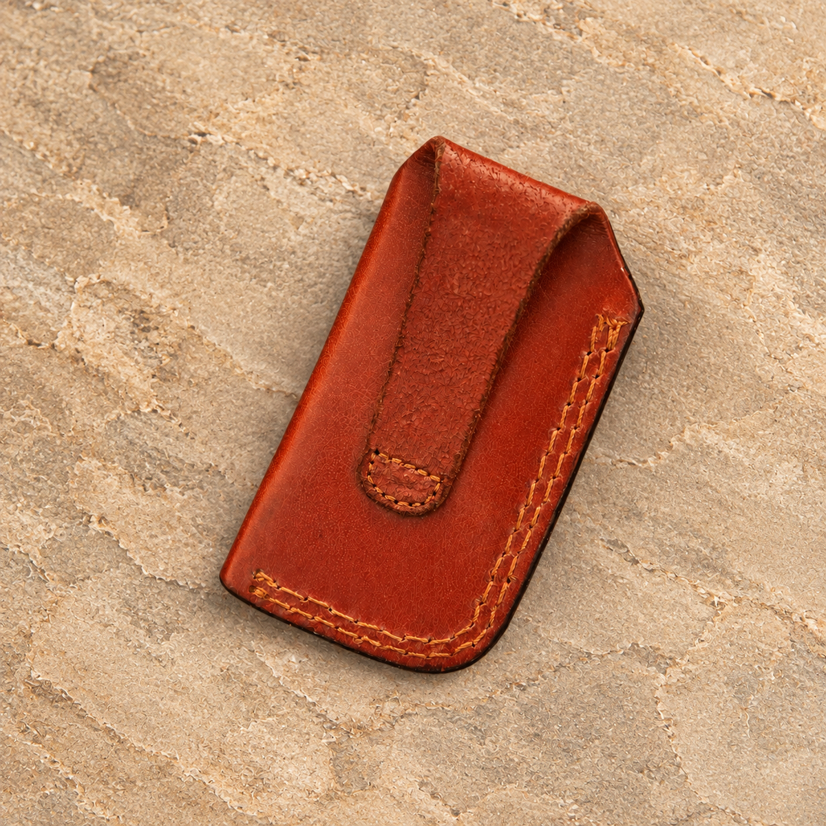 Handmade Genuine Leather Belt Pouch – Tooled Vertical Belt Holder