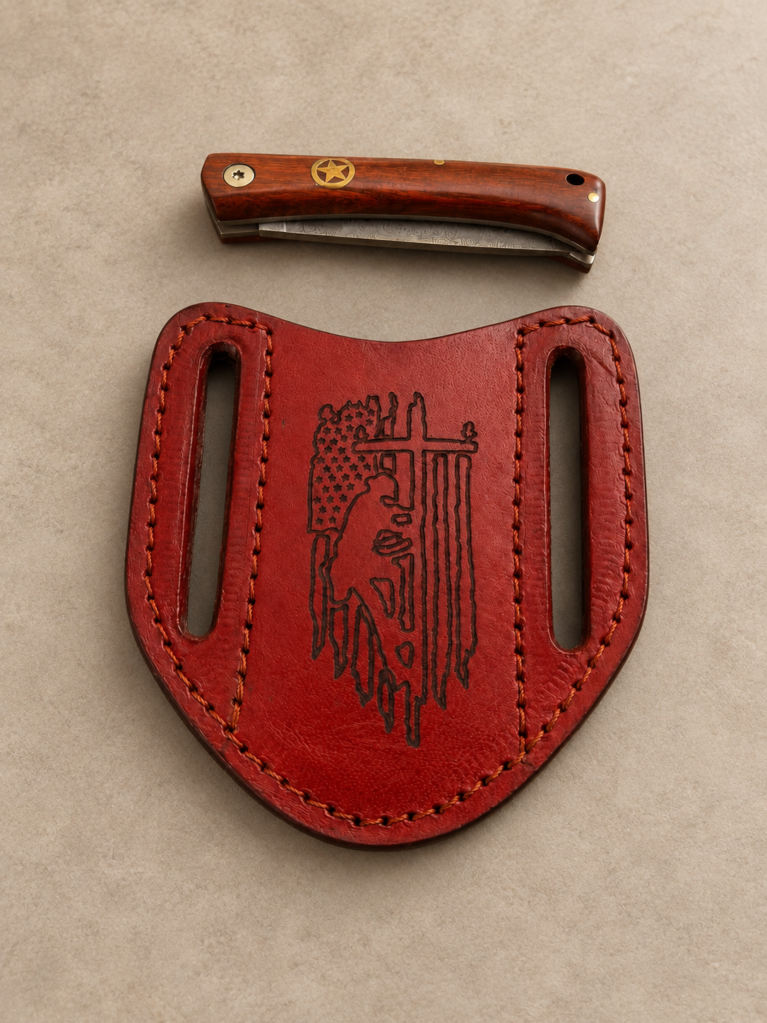 Handmade Genuine Leather Horizontal Belt Pouch – Hand-Engraved Tool Holder