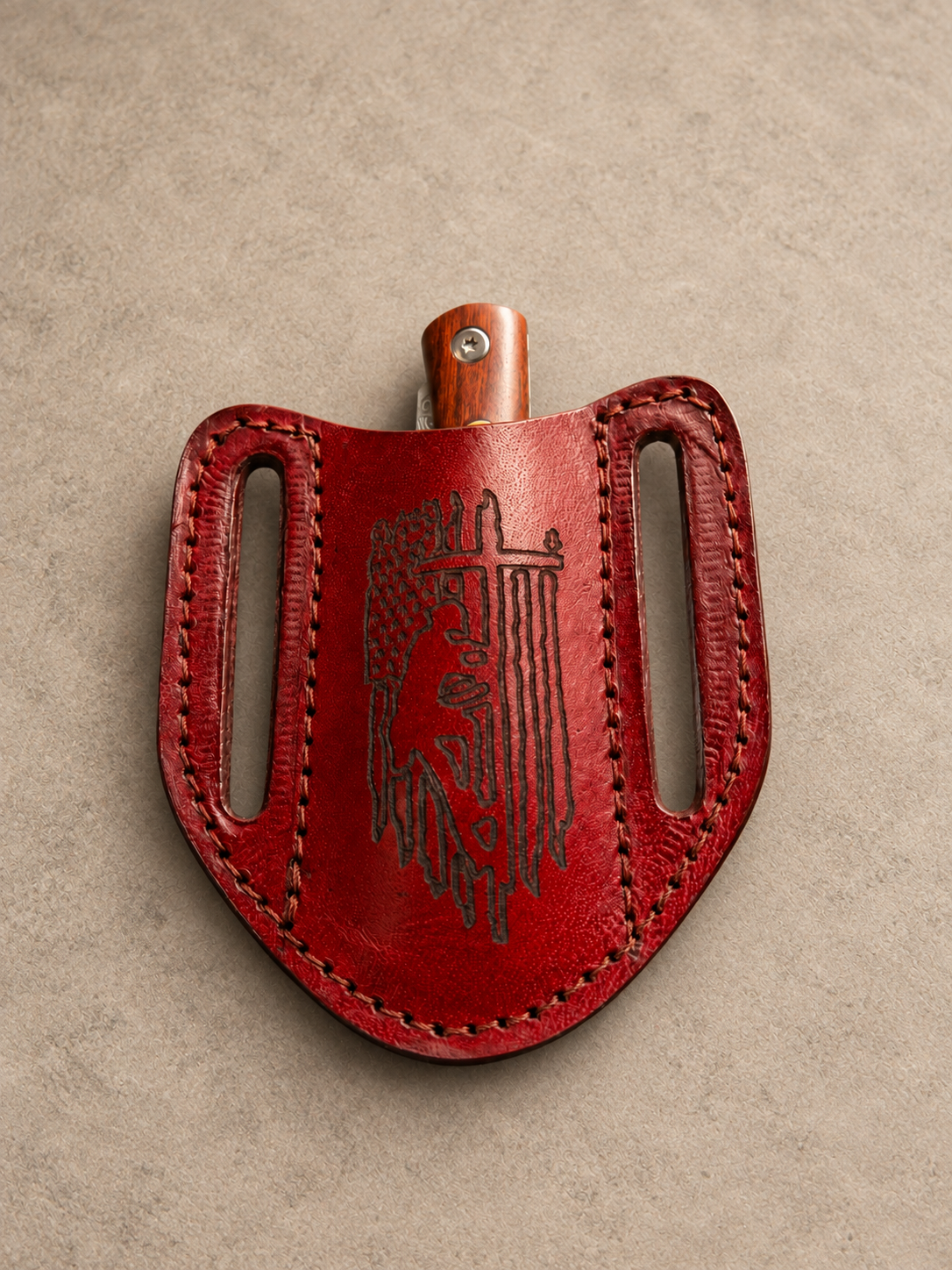 Handmade Genuine Leather Horizontal Belt Pouch – Hand-Engraved Tool Holder
